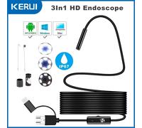 Caméra endoscope Android 3 en 1, 7mm, micro USB, type C, mini caméra endoscope, LED étanche, inspection de voiture pour HUAWEI XIAOMI PC 7mm hard cable