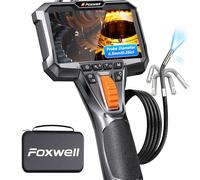 Caméra endoscope articulée à double objectif avec lumière, endoscope industriel avec caméra serpent articulée bidirectionnelle de 0,6 cm, lunette serpent flexible étanche pour inspection du moteur