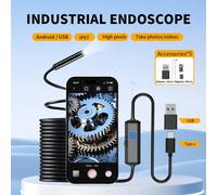 Caméra endoscope avec lumière, outil endoscope HD, 6 lumières LED réglables, enregistrement photo et vidéo, caméra endoscope serpent semi-rigide, endoscope d'inspection compatible avec les téléphones 