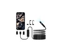 Caméra Endoscopique Double Objectif Endoscope pour Android iOS avec Câble Semi-rigide 5 m, 8 + 1 Lumières LED, Zoom, Étanche IP67