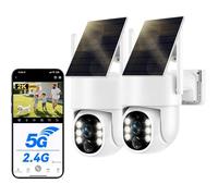 Caméra Extérieure 2.5K 4MP Solaire 5W, Batterie 8000mAh, 2.4/5GHz WiFi, 360° PTZ Auto Tracking, IP66, Détection PIR