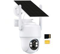 Caméra extérieure ANRAN 2K QHD alimentée par batterie, 3G/4G LTE (sans Wi-Fi), carte SIM et carte SD 32 Go, panoramique à 355°/inclinaison à 90°, vision nocturne couleur, audio bidirectionnel, contrôl