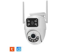 KYF Caméra extérieure PT rotative Wi‑Fi double capteur 2×3MP carte SD 16 Go incluse
