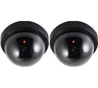Caméra factice (pack de 2) - Caméra de sécurité pour l'intérieur et l'extérieur - Étanche - Avec affichage LED - Sans piles - Faux - 35 W - Rond - Noir