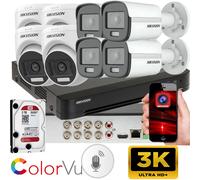 Caméra fixe Hikvision iDS-7208HQHI-M1/E 8 canaux H.265 AcuSense DVR multilingue pour personnes et véhicules, 3K ColorVu Smart Hybrid Light 8bullet 5mp