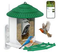 Caméra intelligente d'alimentation pour oiseaux avec résolution HD 1080p, station d'alimentation pour oiseaux 5200 mAh avec caméra Wi-Fi et énergie solaire, identifie les oiseaux, IP65, vision