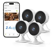 Caméra intérieure - 1080p - WiFi 2,4 GHz - Rotation 360° - Vision nocturne - Lot de 4