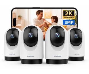 Caméra intérieure 2K, caméra pour animaux de compagnie avec détection de mouvement, système de vidéosurveillance Wi-Fi