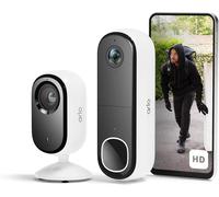 Caméra IP Arlo Essential 2 intérieure 2K + sonnette vidéo sans fil avec vision nocturne et Alexa
