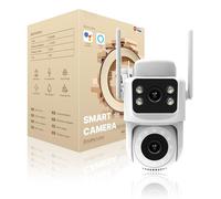 Caméra IP Wi-Fi ZELURXX 4 MP à double objectif pour l'extérieur, vision nocturne, IP65, détection de mouvement, audio bidirectionnel, PTZ,à distance, ONVIF, 128 Go