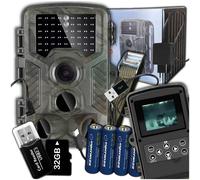 Caméra piège photo Caméra de chasse forestière IR avec carte 32GB Etanche IP65 + Batterie + Adaptateur secteur