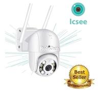 Caméra rotative RobiCam, iCSee, 4MP, ULTRA HD, caméra WiFi extérieure étanche, NOUVELLE ULTRA HD, étanche à 360°, vision nocturne en couleur, n
