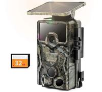 Caméra solaire 4K 48MP pour la faune sauvage, caméra pour animaux sauvages avec carte 32 Go, temps de déclenchement de 0,2 seconde, caméra pour animaux sauvages avec détecteur de mouvement et vision n