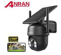Caméra solaire ANRAN 3/5MP, caméra WiFi extérieure 2.4G, caméra de sécurité à batterie, sans frais mensuels, détection PIR, audio bidirectionnel, vision nocturne couleur 2PCS 3MP White