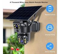 Caméra solaire d'extérieur 4K 8 MP 4G à double objectif, vision nocturne, communication vocale bidirectionnelle, détection de présence humaine