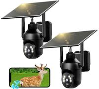 Caméra solaire extérieure - Caméra de surveillance 4G - Sécurité domestique - Vision nocturne claire - Résolution 2K - Noir