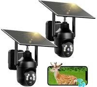 Caméra solaire extérieure - Caméra de surveillance 4G - Sécurité domestique - Vision nocturne claire - Résolution 2K - Noir