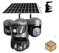 Caméra solaire, trois objectifs, connectivité 4G, ajouter une caméra 4G, carte 128 Go, connecteur Type-C, format PAL