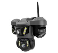 Caméra solaire, trois objectifs, vision nocturne, caméra Wi-Fi avec carte de 128 Go