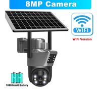 Caméra solaire WiFi 4K 8MP, caméra de sécurité extérieure sans fil, détection humaine PIR, caméras de surveillance CCTV