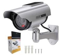 Caméra surveillance factice extérieure Solaire sans fil LED clignotante Étanche Argent PZCC