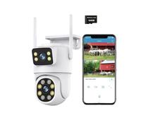 Camera Surveillance WiFi Extérieur, 3K Caméra IP à Double Objectif 6MP Outdoor IP Caméra Extérieur PTZ Double écran + 64G SD Card Nocturne Couleur, Détection de Mouvement, Audio Bidirectionnel IP66