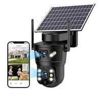 Caméra Surveillance WiFi Extérieure sans Fil, 2.4GHz WiFi Camera avec Panneau Solaire, 2K Vision Nocturne Couleur, PIR Sirène, Noir
