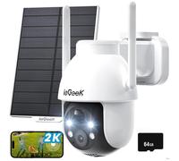 Camera Surveillance WiFi Solaire - 2K Exterieure sans Fil 360° PTZ Vision Nocturne Couleur PIR Audio Bidirectionnel avec 64go