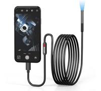 Caméra WiFi à double objectif de 8 mm avec indice d'étanchéité IP67 pour appareils Android de type C, portée d'inspection industrielle HD 2MP pour l'entretien des tuyaux et des égouts - Noir (double