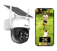Caméra WiFi Solaire AOSU, Résolution 3MP, Rotation à 360 Degrés, Vision Nocturne Couleur
