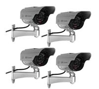Maclean Lot de 4 caméras de surveillance factice solaires réalistes avec LED clignotante - Modèle de caméra de vidéosurveillance factice résistant aux intempéries pour l'intérieur et l'extérieur
