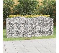 Camerina Lit surélevé à gabions arqué 200x50x100 cm Fer galvanisé,Bordure Pierre,Kit Gabion,Gabion Jardiniere