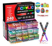 Camiki Art 240 Couleurs Feutre Acrylique, Acrylic Paint Marker Coloriage pour Adultes, marqueurs acryliques,Marqueur Peinture Acrylique pour Pierre,Bois,Galets,Papier, Tissu,Verre, Plastique