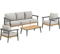 Camilla ensemble lounge avec coussins canapé, 2 fauteuils, 1 table gris-beige.