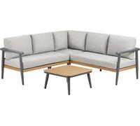 Camilla ensemble lounge avec coussins canapé d'angle, table gris-beige.