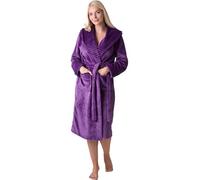 Camille Peignoir en polaire ultra douce pour femme | Peignoir à manches longues, longueur mollet, col côtelé, fermeture à nouer à la ceinture et poches avant, léger, moelleux