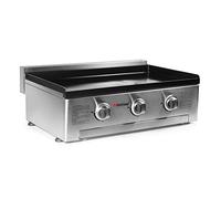 CamPart Travel Plancha à gaz, 72 x 41,6 cm, 3 Brûleurs, 7,2 kW | Plaque en fonte émaillée, Allumage piézo, Bac de récupération des graisses, BQ-6395