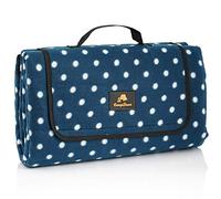 CampFeuer Couverture de Pique-Nique imperméable 200x200 cm | Bleu | Motif : Points | Tapis de Camping XXL | Couverture de Plage isolée