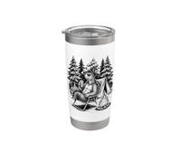 Camping Bear Camper Outdoor Nature Wildlife Gobelet isotherme en acier inoxydable double paroi
