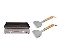 Campingaz Plancha Gaz BF L, 2 Brûleurs en Acier, Puissance 6 kW avec la Technologie Blue Flame, Plancha à Poser & Barbecook Lot de 2 Spatules à Plancha, Acier Inox/Bouleau FSC 31 x 1 x 14 cm