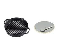 CAMPINGAZ Poêle en Fonte avec Grille en Acier Inoxydable, poêle Large et Ronde pour Barbecue, Ø 31,6 cm & Culinary Modular 2000014582 Pierre à Pizza Gris/Noir 32,96 x 4,76 x 33,56 cm