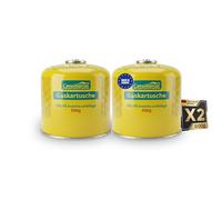 Campingman Cartouche de gaz 500 g avec valve à vis EN 417 - Gaz butane pour réchaud de camping, barbecue Weber et camping - Cartouche à vis universelle (2 x 500 g)