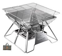 Campingmoon, barbecue de camping en acier inoxydable, pliable et portable, barbecue à charbon, 35,6 cm, avec sac de transport MT-2 – Barbecue à charbon de taille moyenne (MT-2)