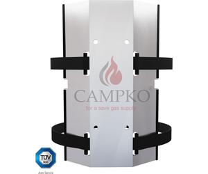 CAMPKO Set de support pour bouteilles de gaz en acier inoxydable pour bouteilles de gaz de 300mm de diamètre, y compris 2x colliers de serrage + 2x tendeurs
