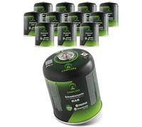 CAMPLORA Lot de 12 cartouches de gaz de 450 g compatibles avec barbecue à gaz Weber série Q100/1000, propane et butane, cartouche à visser avec filetage pour réchaud de camping, cartouches de gaz