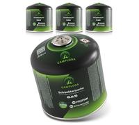 CAMPLORA Lot de 4 cartouches de gaz de 500 g avec valve à vis, propane et butane - Cartouche de gaz à visser avec filetage pour réchaud de camping et barbecue EN417 - Cartouches de gaz à visser