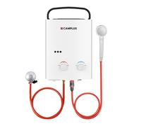 CAMPLUX AY132 Chauffe-eau à Gaz à 5 Litres Portatif, Instantané Extérieur Chauffe Bain à Gaz, Propane ou Butane, 10kW