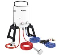 CAMPLUX AY132Max Chauffe-eau à Gaz de 5 Litres, avec Pompe à Eau et Support Portatif, Instantané Chauffe Bain à Gaz, Propane (37 mbar) ou Butane (28-30 mbar)