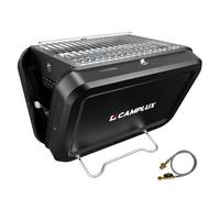 CAMPLUX Barbecue Portable 2-en-1, Réchaud de Camping Gaz & Charbon de Bois avec Grille de 32 x 23,5 cm, FoldGo FG16GB