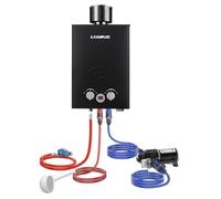 Camplux BW158BCP60-DE Chauffe-eau à Gaz 6 Liters avec Pompe à Eau 12V, 50 mbar, LPG, pour Douche de Camping/Voyage en Camping-car/Cheval de Lavage